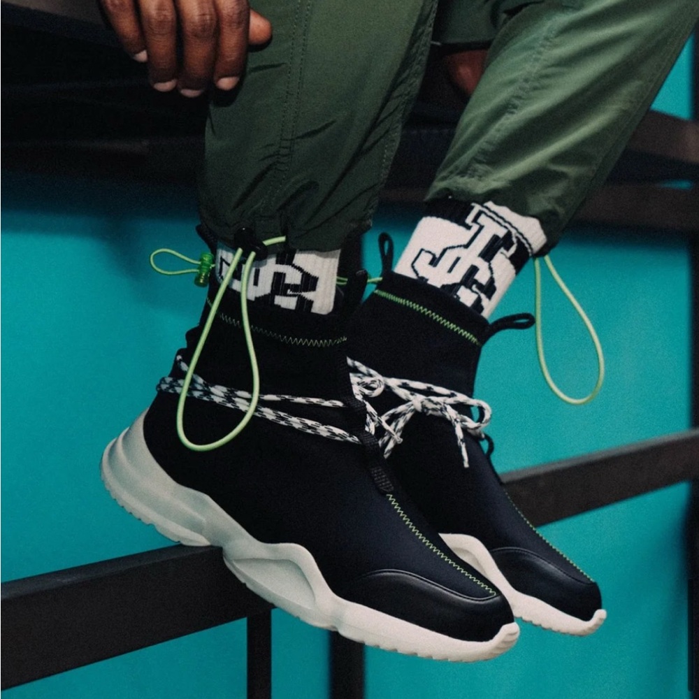 John Geiger 002 Black/Lime/White Size 12 Luxury Athletic Sneaker!